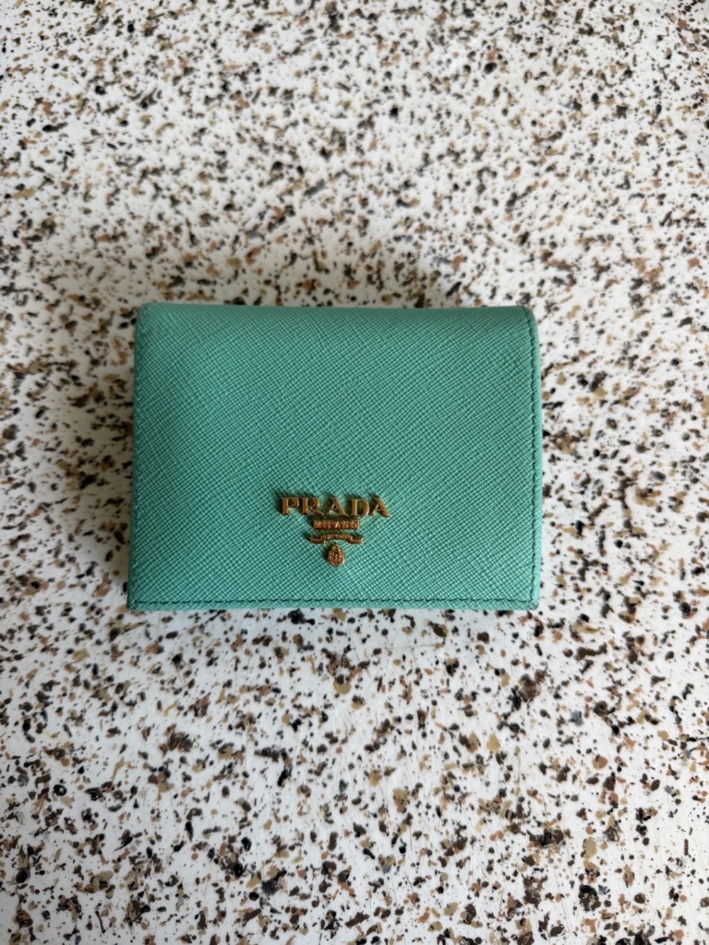 Prada Saffiano Small Bi-Fold Card Holder Wallet in Mint - Picture 2 of 2